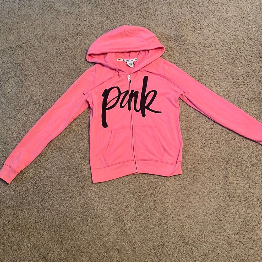 Gently Used Small Victoria’s Secret Pink Zip-Up Hoodie! $12 OBO.